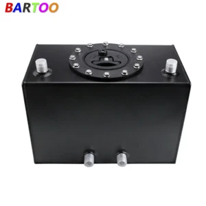 16L/4 Gallon Lightweight Coated Aluminum Racing Fuel Cell Tank Bottom Feed Black - Picture 1 of 12