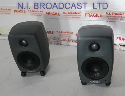 1 pair of Genelec small 6010a active speakers with rubber feet  RCA analog audio - Image 1 of 4