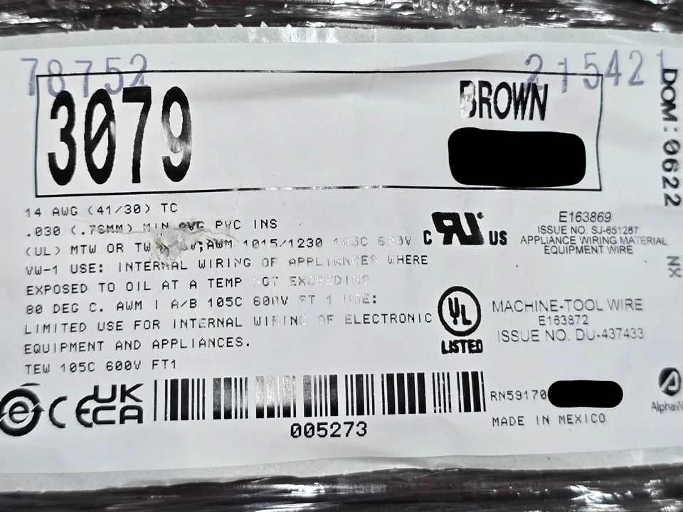14 AWG Gauge Stranded 1000 FT Red Alpha Wire 3079 Style 1015 TEW