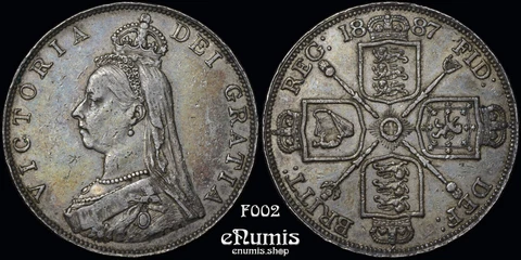 Great Britain, Victoria, Double Florin 1887, Roman I, VF-XF/aXF Cover