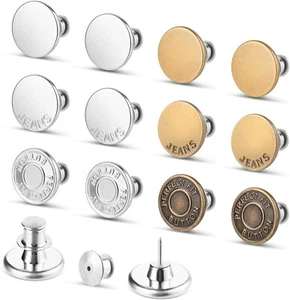 Jeans Buttons Replacement, Instant No Sew Buttons for Pants with Tool 17MM 12pcs - Picture 1 of 6