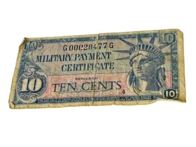 Military Payment Certificate 1961-1964 Ten Cent 10 Statue Liberty Ephemera a BC1 - Image 1 of 3