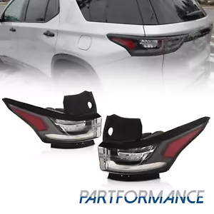 For 2018-2021 Chevy Traverse Black/Clear LED Tail Lights Brake Lamps Left+Right - Picture 1 of 12