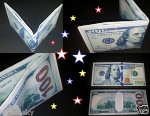 Nuevo diseño billete de $100 doble pliegue cartera lona Benjy cartera fuerte! - Imagen 1 de 6