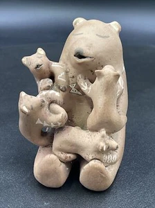 Robin Teller Pueblo Pottery Bear Storyteller Isleta NM Native Signed - Picture 1 of 12