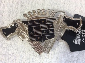 Cadillac Belt Buckle Black guns Design Brand New Chrome Deville Seville Caddy - Picture 1 of 6