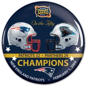New England Patriots Super Bowl 38 XXXVIII Champions Button SB 50 Commemorative - Picture 1 of 2