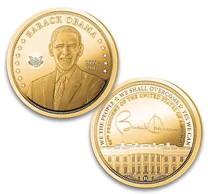 Barack Obama Proof  99.9 Gold Plated Coin- 44th President - Picture 1 of 1