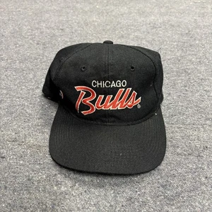 Vintage Chicago Bulls Sports Specialties Black Dome Wool Script Snapback Hat - Picture 1 of 8
