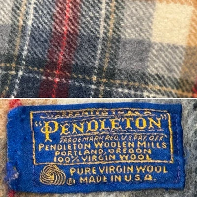 Vintage Pendleton Plaid Fringe 100% Wool Throw Blanket 47x56 Holiday Tartan USA - Image 1 of 4