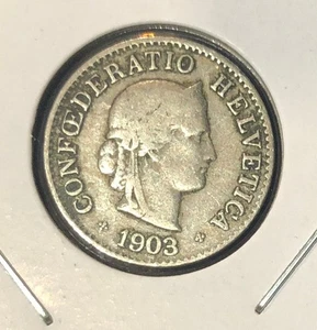 1903 Schweiz 5 Rappen Kupfer Nickel Münze - 17,5 mm - KM#26 - Bild 1 von 4