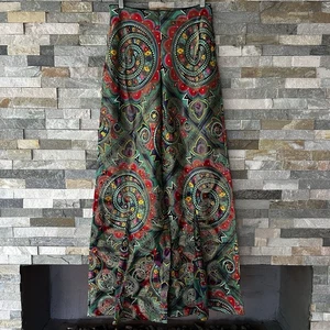 John Galliano 2002 Jacquard Silk Pants Wide Leg Flare Bottoms NEVER WORN Size 40 - Picture 1 of 13