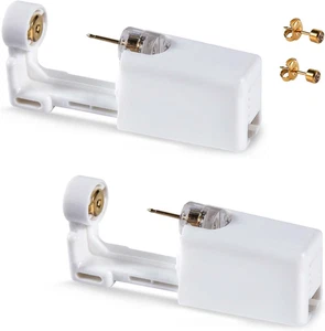 Set Piercing Oreja 2er Pack Desechable Con Pendiente Dorado Seguro - Bild 1 von 12
