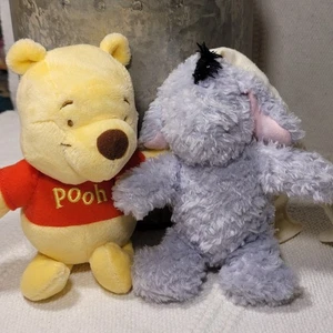Classic Winnie the Pooh 6" Stuffed Plush Eeyore 5"  Clip on Baby Crinkle Rattle  - Picture 1 of 8