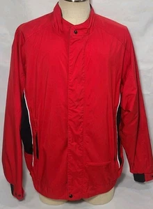 DryJoys by FootJoys Red Full Zip Rain Jacket Zipper Pockets ~ Mens Large Used - Picture 1 of 14
