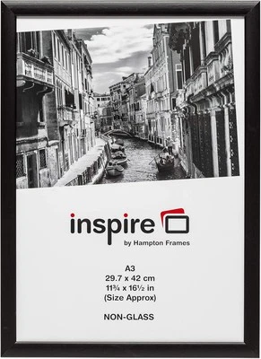 Hampton Frames BLACKWOOD Pine Poster Certificate Photo Frame Plexi Black A3 (30  - Image 1 of 3