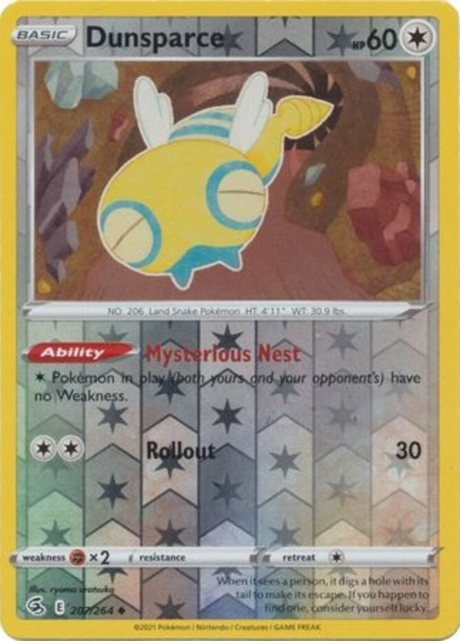 Dunsparce - 207/264 - Uncommon - Reverse Holo - Near Mint - Image 1 of 1