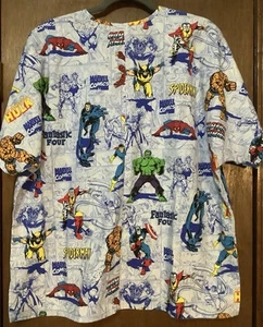 Marvel Comics Super Heroes Scrub Top Size XL - Picture 1 of 3