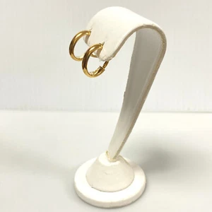 u997 Vintage Classic 14K Yellow Gold Hanging Oval Hoop Earrings - Picture 1 of 4