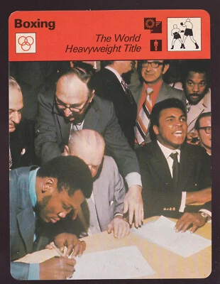 TÍTULO MUNDIAL PESO PESADO Muhammad Ali Joe Frazier Boxeo 1979 Tarjeta de Castador Deportivo Foto 1 de 2