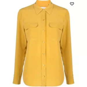 Equipment Yellow Signature Long Sleeve Silk Shirt Blouse size M - Picture 1 of 11