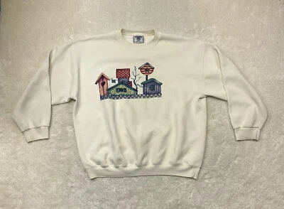 Sudadera vintage Lee para mujer talla 24W Bird House crema blanco roto hecha en EE. UU. Foto 1 de 4