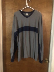 Austin Clothing Co xxl Mens v-neck long sleeve cotton gray pullover blue trim - Picture 1 of 4