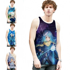 Men's Summer Anime T-Shirt Sleeveless Tank Top Unisex Adults/Teens Vest Tee - Picture 1 of 21