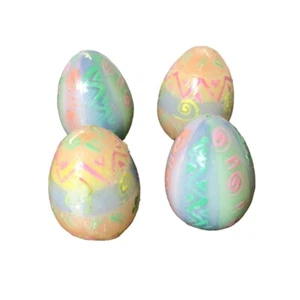 Easter Egg Shaped Handpainted Candle Lot Of 4 Pastel Colors - Picture 1 of 5