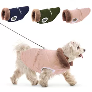 Warm Fleece Padded Puppy Dog Coat Waterproof Winter Jacket Vest Clothes Apparel - Picture 1 of 20