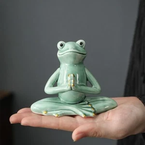 Ceramic Zen Frog Decor, Ceramic Yoga Pose Meditation Frog Staute for Home Zen... - Picture 1 of 6