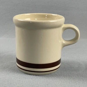 McCoy Keramik Kaffeetasse Kolonial Braun Streifen Cafe Diner Vintage USA LESEN - Bild 1 von 12