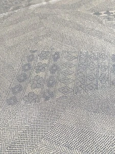 Vintage Japanese Kimono Silk Fabric, Gray with stripes and flowers 100CM(39") - Picture 1 of 9
