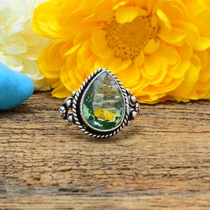 Awesome Green Amethyst Gemstone 925 Sterling Silver Handmade Ring All Size - Picture 1 of 3