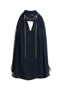 Oscar de la Renta Navy Silk Blouse AU 6 Embroidered Chiffon Luxury - Picture 1 of 4