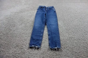 Agolde Jeans Womens 24 Blue Riley Long Straight Fray Hem Button Fly Denim - Picture 1 of 11