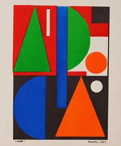 Abstrakte Lithografie von August Herbin signiert und datiert 1951 Kunst Moderne - Bild 1 von 6