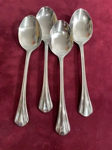 4 Pfaltzgraff 18/8  Stainless Oval Soup Spoons Margate Glossy - Picture 1 of 3