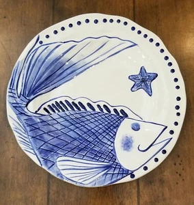 Blue Sky Keramik 2012 handbemalt blauer Fisch magisches Meer von Diane Essteller 10" - Bild 1 von 4