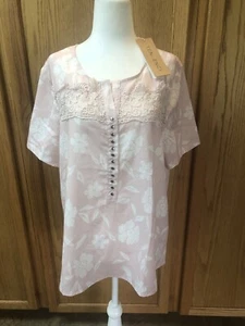 Tendenz Damen Popover Top Bluse Neu mit Etikett Gr. große L rosa blush floral Spitzendetail - Bild 1 von 8