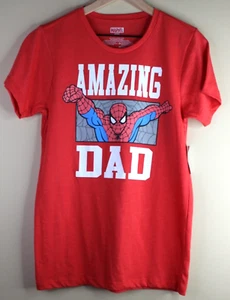 Marvel Spiderman Men's Amazing Dad Graphic Crew Neck T-Shirt Red Size S - Picture 1 of 5