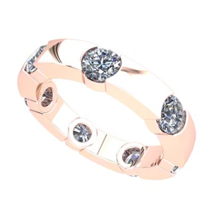 Round CZ Cubic Zirconia Eternity Band Ring Solid 14k Rose Gold - Picture 1 of 4