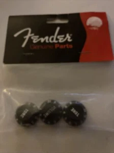 3 New Black Genuine Fender, Guitar, Stratocaster Knobs  volume 2 tone in package - Picture 1 of 6