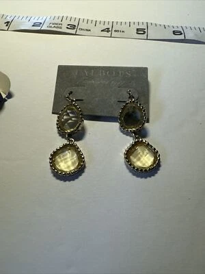 Pendientes Perforados Talbots, Colgantes Tono Dorado Con Piedra Color Citrino Nuevos Con Etiquetas Foto 1 de 4