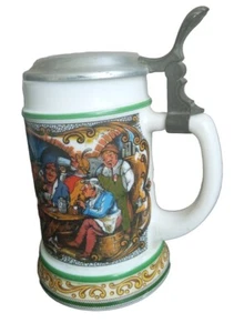 BMF Bierseidel Decorative German Milk Glass Tankard Vintage Original VGC - Picture 1 of 13