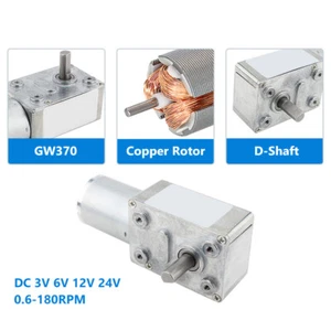 GW370 Turbo Worm Gear Motor DC 3-24V 0.6-180 RPM Mini Electric Gearbox Motor - Picture 1 of 10