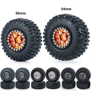 4PCS 1.0" Beadlock Wheel Rims & Rubber Tires for 1/24 RC Crawler Car Axial SCX24 - Picture 1 of 26