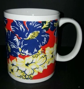 Taza de café de hibisco Hilo Hattie Store of Hawaii roja blanca azul de colección - Imagen 1 de 4