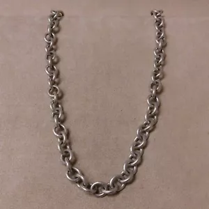 Heavy Silver Round Link Chain with Lobster Claw Clasp 15 1/2" + - Picture 1 of 3