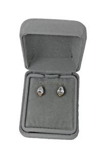 14KT Yellow Gold & Cubic Zirconia Stud Earrings - Picture 1 of 7